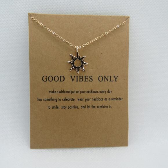 Good Vibes Only Sun Pendant Necklace - Picture 2 of 5